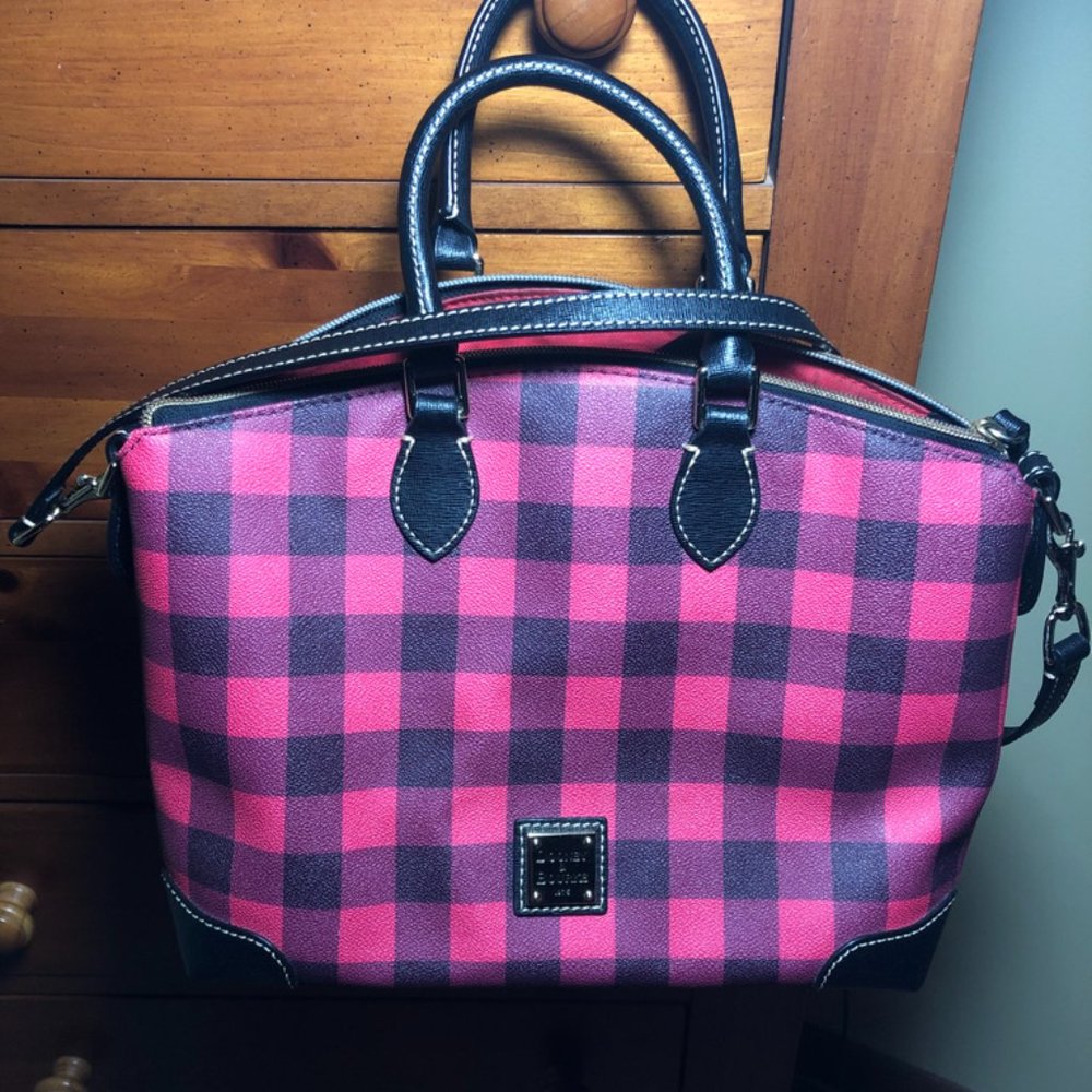 Dooney & Bourke Tucker Red & Black Plaid Satchel